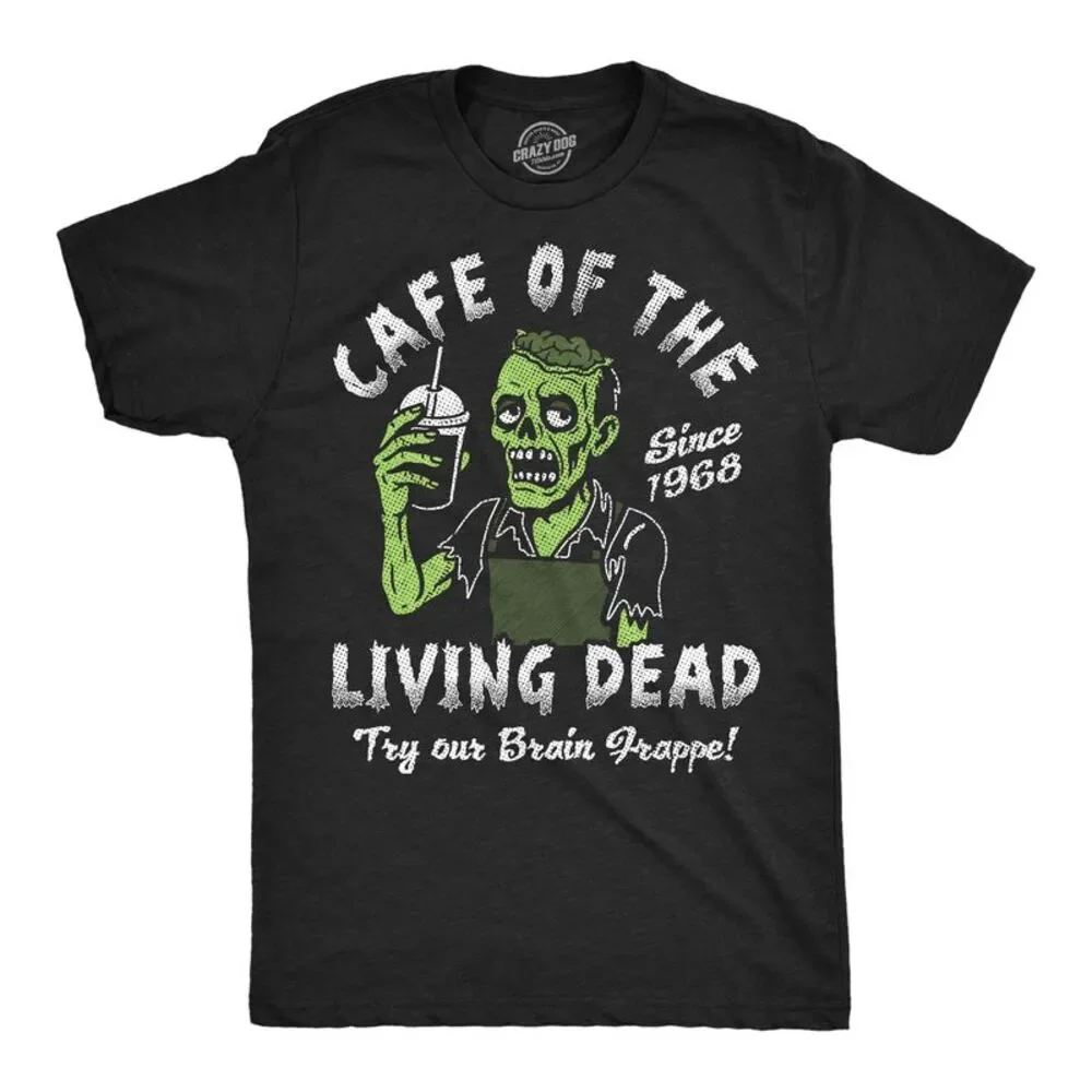 Mens Funny T Shirts Cafe Of The Living Dead Zombie Tee For Men